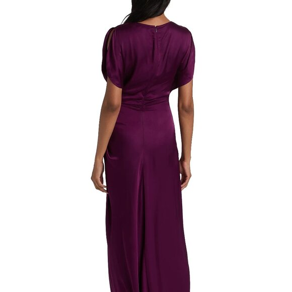 A.L.C. Nadia Satin Bias Cut Ruched Draped Gown Jewel Purple - Picture 13 of 15